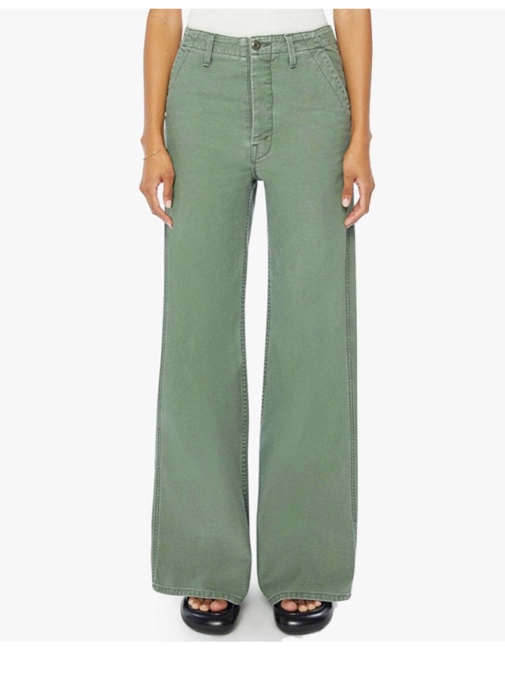 MOTHER the sneak FREY size 26          High-Rise Wide Leg Jeans in Green